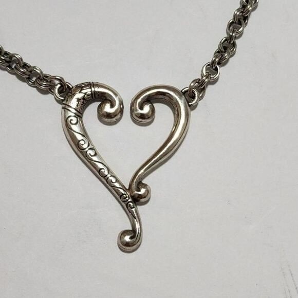 Brighton Tuscan heart open etched and scrolled Artisan Pendant necklace - Picture 4 of 7